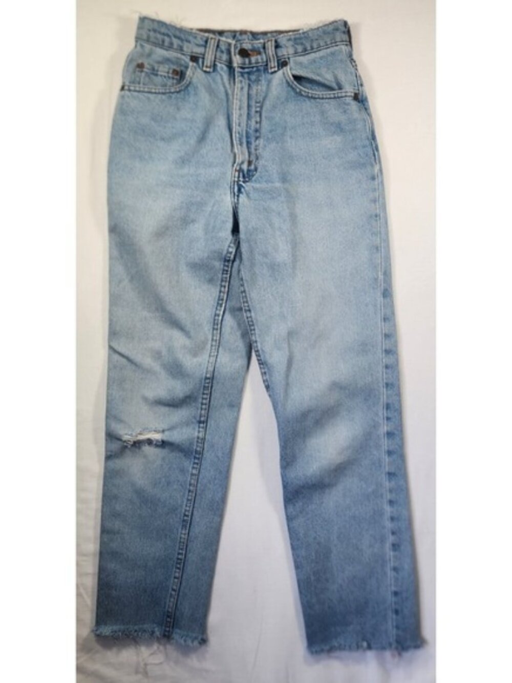 1990 Levi's 531 Vintage High Waisted Light Wash Raw‎ Hem Tapered Leg Jeans